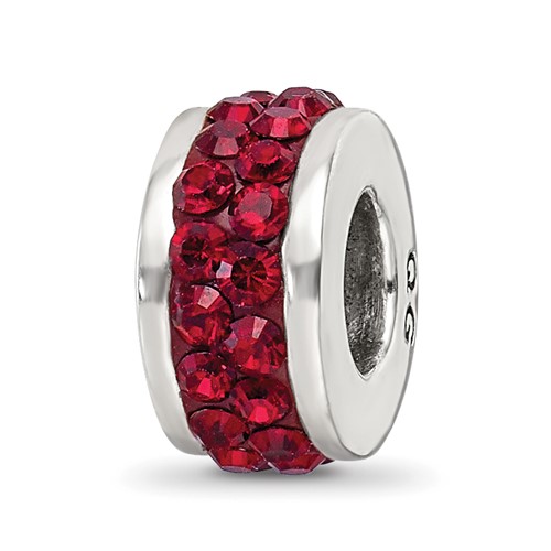 Sterling Silver Reflections Dark Maroon Double Row Preciosa Crystal Bead
