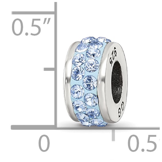 Sterling Silver Reflections Light Blue Double Row Preciosa Crystal Bead