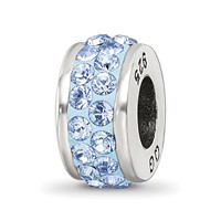 Sterling Silver Reflections Light Blue Double Row Preciosa Crystal Bead view 1