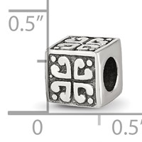 Sterling Silver Reflections Heart Cube Bead view 4