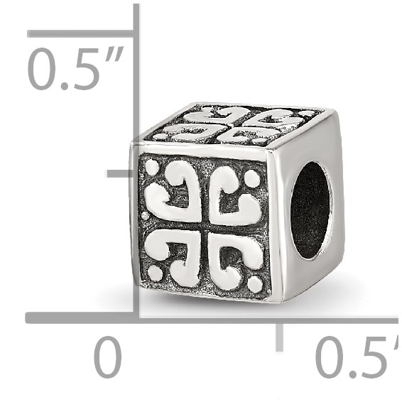 Sterling Silver Reflections Heart Cube Bead