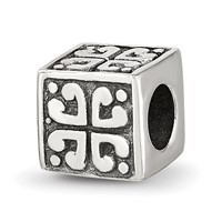 Sterling Silver Reflections Heart Cube Bead view 1