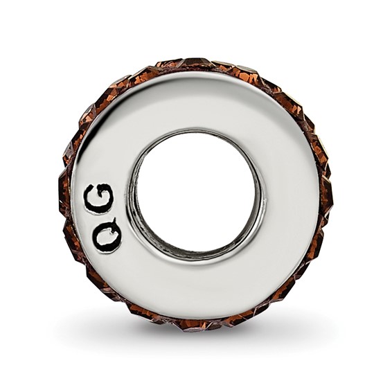 Sterling Silver Reflections Brown Double Row Preciosa Crystal Bead