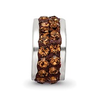 Sterling Silver Reflections Brown Double Row Preciosa Crystal Bead view 4