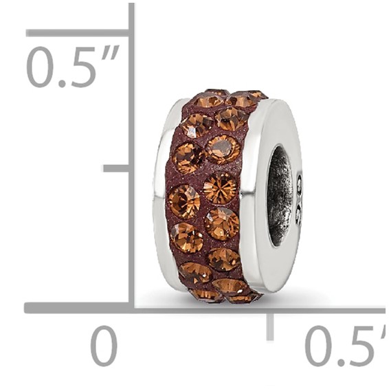 Sterling Silver Reflections Brown Double Row Preciosa Crystal Bead