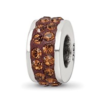 Sterling Silver Reflections Brown Double Row Preciosa Crystal Bead view 1
