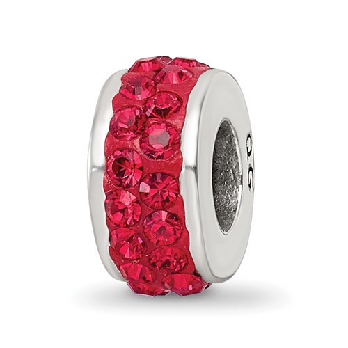 Sterling Silver Reflections Red Double Row Preciosa Crystal Bead