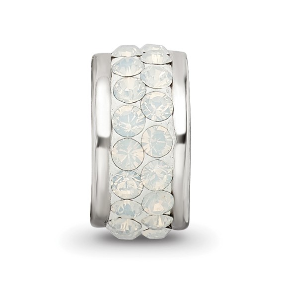 Sterling Silver Reflections Cream Double Row Preciosa Crystal Bead