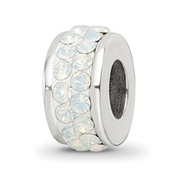 Sterling Silver Reflections Cream Double Row Preciosa Crystal Bead view 1