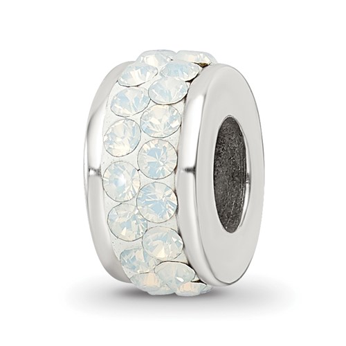 Sterling Silver Reflections Cream Double Row Preciosa Crystal Bead