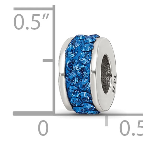 Sterling Silver Reflections Blue Double Row Preciosa Crystal Bead
