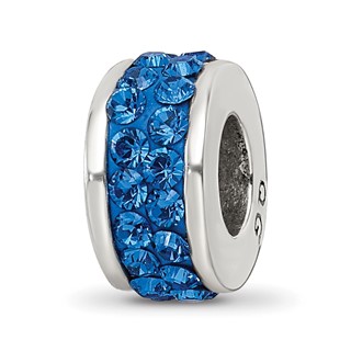 Sterling Silver Reflections Blue Double Row Preciosa Crystal Bead