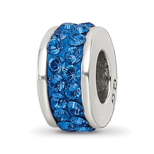 Sterling Silver Reflections Blue Double Row Preciosa Crystal Bead