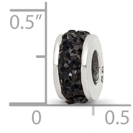 Sterling Silver Reflections Black Double Row Preciosa Crystal Bead