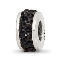Sterling Silver Reflections Black Double Row Preciosa Crystal Bead view 1