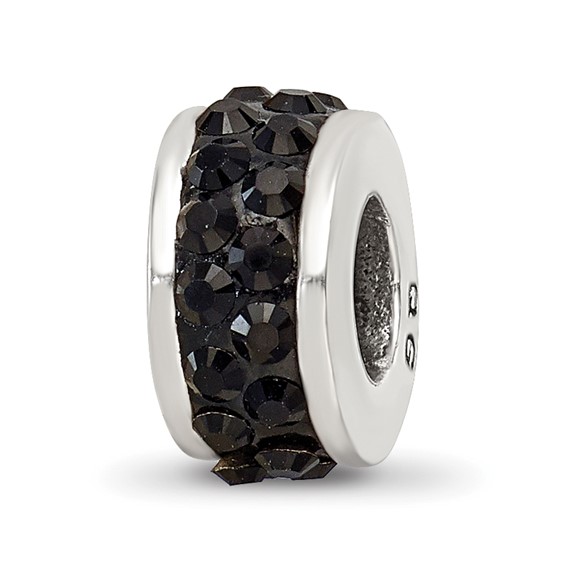 Sterling Silver Reflections Black Double Row Preciosa Crystal Bead