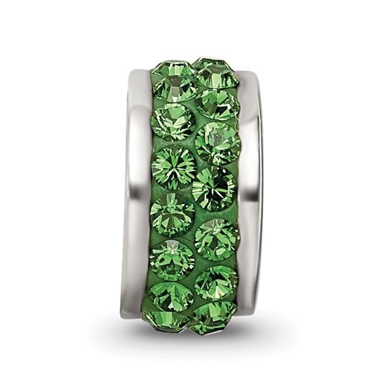 Sterling Silver Reflections Green Double Row Preciosa Crystal Bead