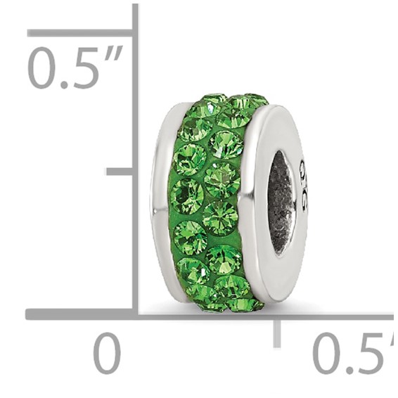 Sterling Silver Reflections Green Double Row Preciosa Crystal Bead