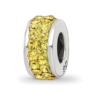 Sterling Silver Reflections Yellow Double Row Preciosa Crystal Bead
