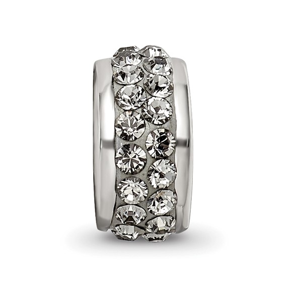 Sterling Silver Reflections Silver/Grey Double Row Preciosa Crystal Bead