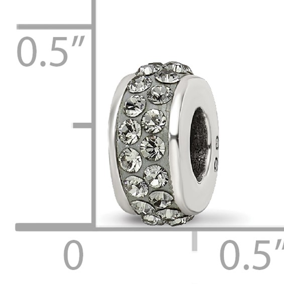 Sterling Silver Reflections Silver/Grey Double Row Preciosa Crystal Bead