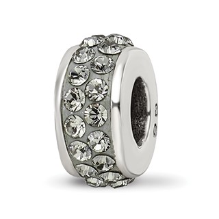 Sterling Silver Reflections Silver/Grey Double Row Preciosa Crystal Bead