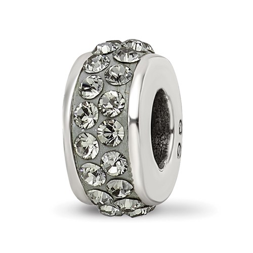 Sterling Silver Reflections Silver Grey Double Row Preciosa Crystal Bead
