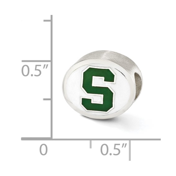 Sterling Silver Enameled Michigan State University Collegiate Bead