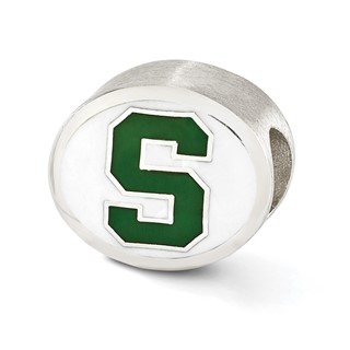Sterling Silver Enameled Michigan State University Collegiate Bead