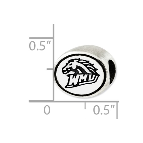 Sterling Silver Antiqued Western Michigan University Collegiate Bead