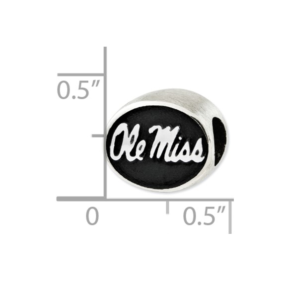 Sterling Silver Antiqued University of Mississippi Collegiate Bead