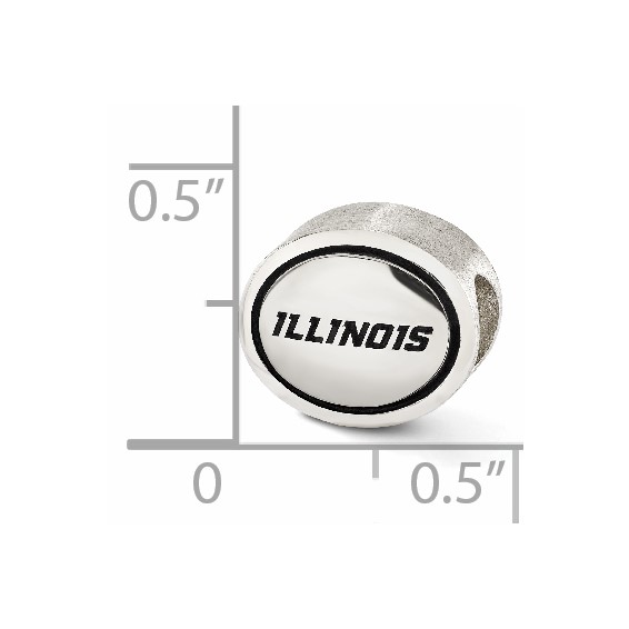 Sterling Silver Antiqued University of Illinois Collegiate Bead