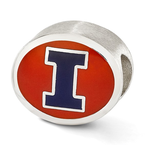 Sterling Silver Enameled University of Illinois Collegiate Bead