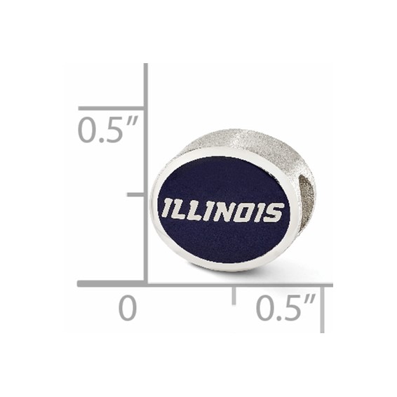 Sterling Silver Enameled University of Illinois Collegiate Bead