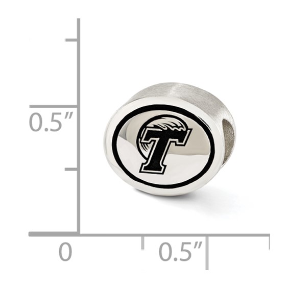 Sterling Silver Antiqued Tulane University Collegiate Bead