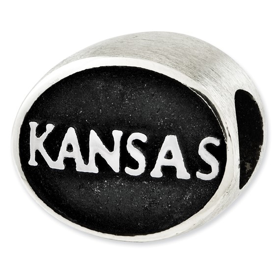 Sterling Silver Antiqued University of Kansas Collegiate Bead