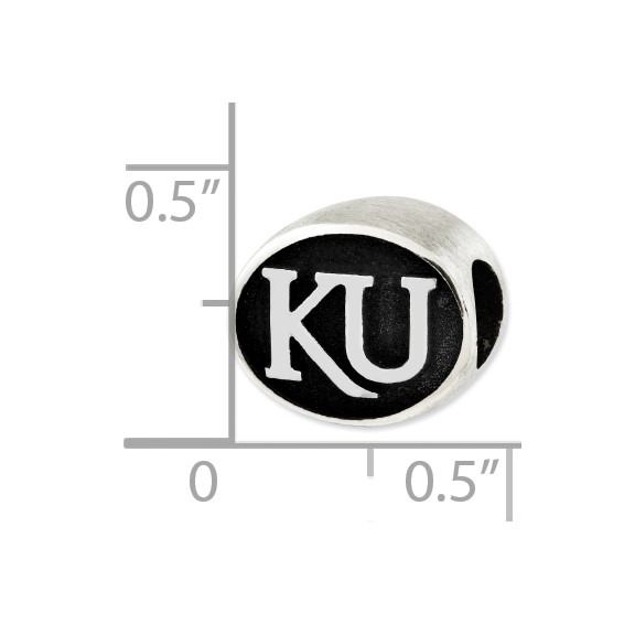 Sterling Silver Antiqued University of Kansas Collegiate Bead