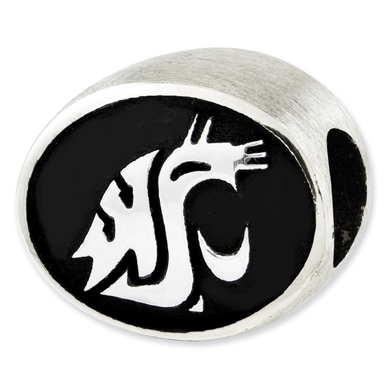 Sterling Silver Antiqued Washington State University Collegiate Bead