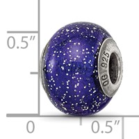 Sterling Silver Reflections Dark Blue with Silver Glitter Italian Murano Bead view 5