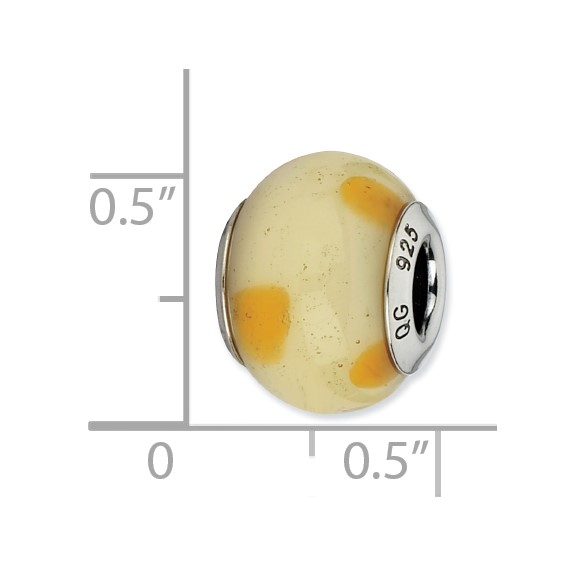 Sterling Silver Reflections Cream w/Dots Italian Murano Bead