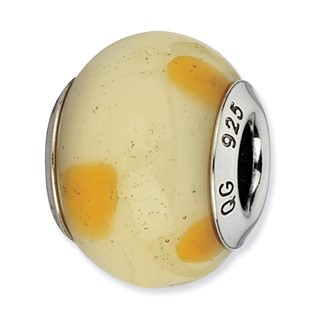 Sterling Silver Reflections Cream w/Dots Italian Murano Bead