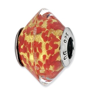 Sterling Silver Reflections Red/Yellow Italian Murano Glass Bead