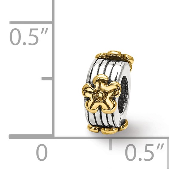 Sterling Silver & 14k Reflections Floral Bead