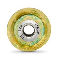 Sterling Silver Reflections Yellow Teal Italian Murano Glass Bead view 2