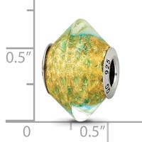 Sterling Silver Reflections Yellow Teal Italian Murano Glass Bead view 4