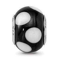 Sterling Silver Reflections Black with White Dots Italian Murano Bead view 3