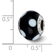 Sterling Silver Reflections Black with White Dots Italian Murano Bead view 4