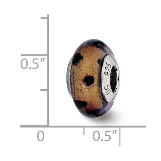 Sterling Silver Reflections Brown w/Black Dots Italian Murano Bead