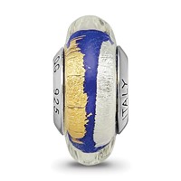 Sterling Silver Reflections Blue Gold Silver Italian Murano Bead view 3
