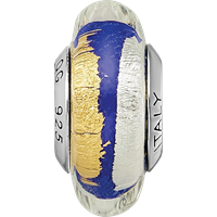 Sterling Silver Reflections Blue Gold Silver Italian Murano Bead view 4